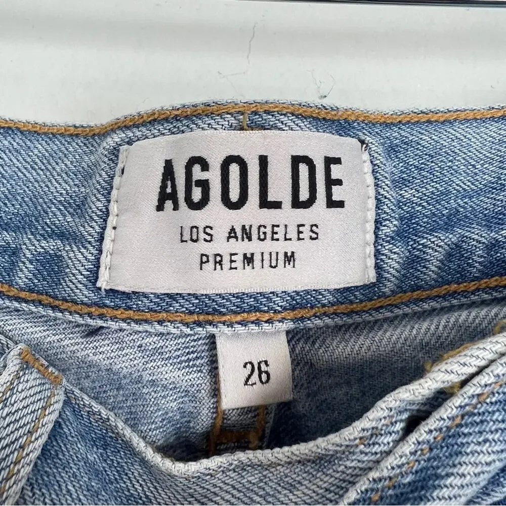 AGOLDE | Women’s Jeans Riley High Rise Straight Crop in Blitz Blue Distressed 26 - Picture 6 of 10